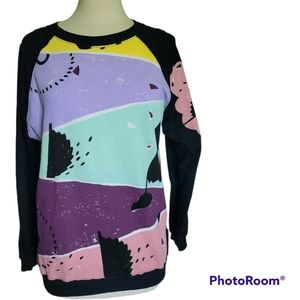 VOLL/BRACHT *VINTAGE* COLORFUL POPOVER SWEATSHIRT - S